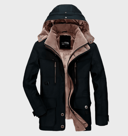 Darrick | Dicke Winterjacke mit Kapuze und tiefen Taschen für Männer