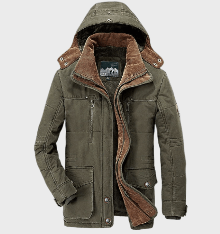 Darrick | Dicke Winterjacke mit Kapuze und tiefen Taschen für Männer