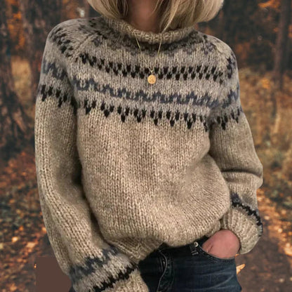 Willow – women's nordic knit sweater with winter pattern