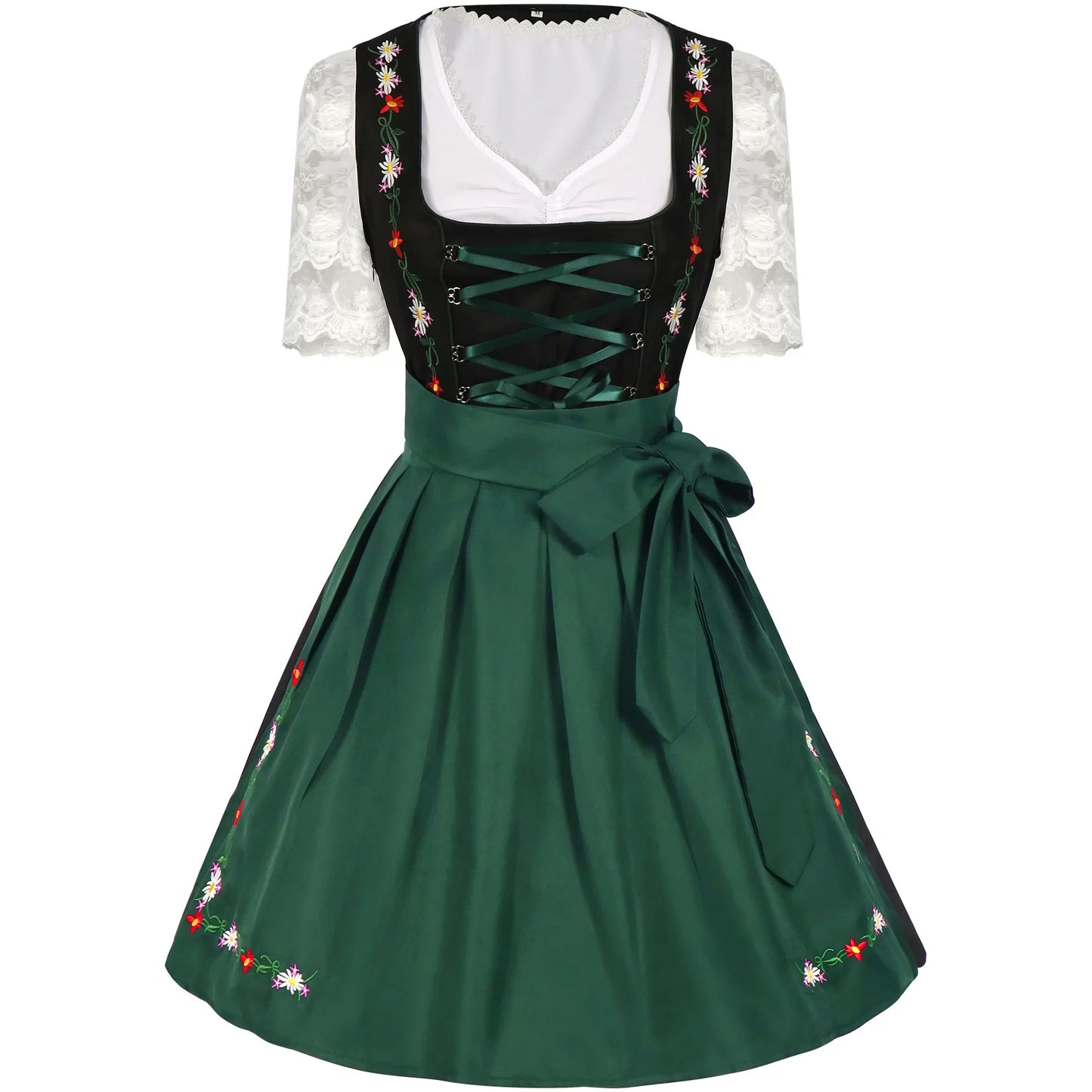 Courtney | Dirndl kleid mit Blumenstickerei und Taftschürze für Frauen