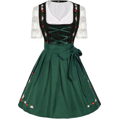 Courtney | Dirndl kleid mit Blumenstickerei und Taftschürze für Frauen