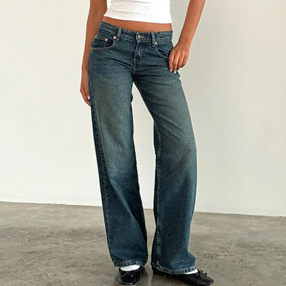 Vintage-jeans mit weitem bein für damen