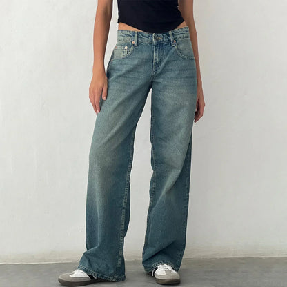 Vintage-jeans mit weitem bein für damen