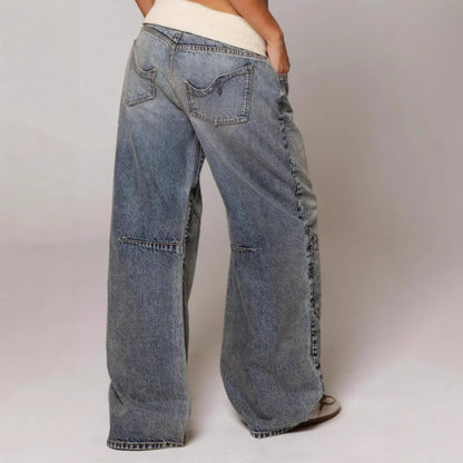 Urbane damenjeans in lässiger passform mit elastischem bund