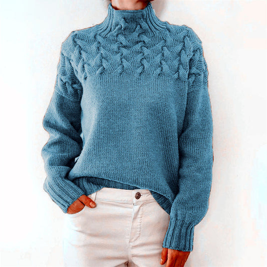 Jacklynn | Strickpullover mit Zopfmuster und Stehkragen für Frauen