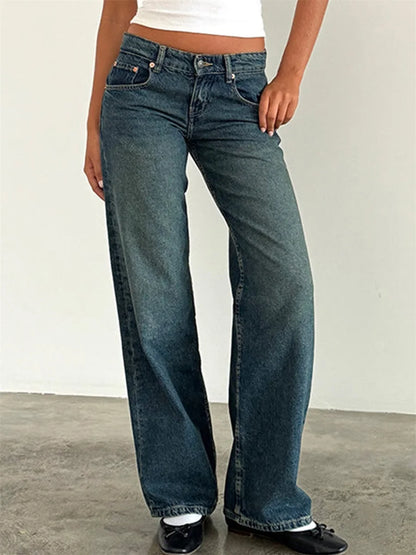 Vintage-jeans mit weitem bein für damen
