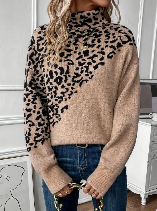 Zoila - strickpullover mit leopardenmuster