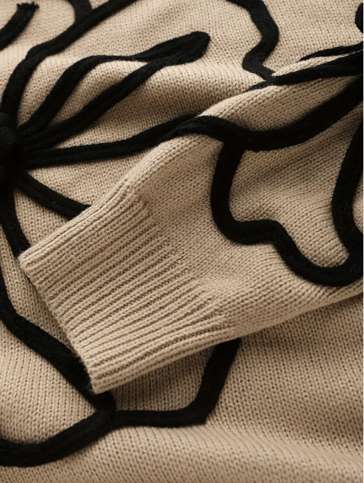 Kelsey – strickpullover mit blumenstickerei
