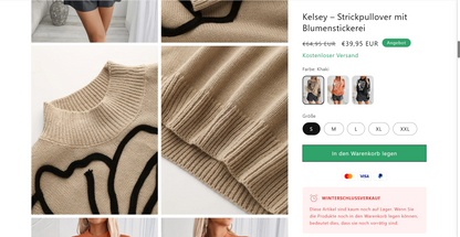 Kelsey – strickpullover mit blumenstickerei