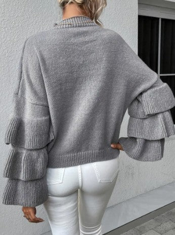 Lauri – stylischer strickpullover mit lagen und glockenärmeln