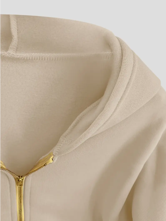 Scharlachroter, verkürzter kapuzenpullover aus baumwolle mit reißverschluss