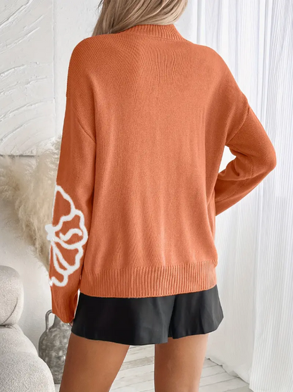 Kelsey – strickpullover mit blumenstickerei