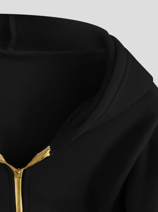 Scharlachroter, verkürzter kapuzenpullover aus baumwolle mit reißverschluss