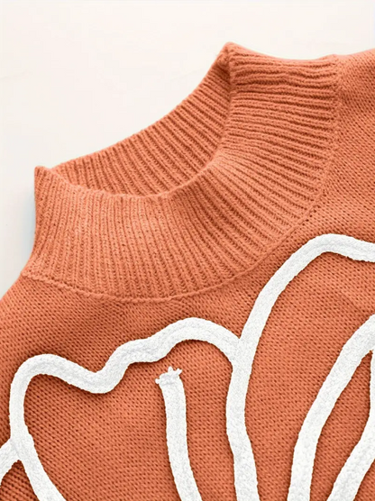 Kelsey – strickpullover mit blumenstickerei