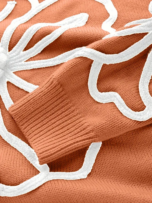 Kelsey – strickpullover mit blumenstickerei