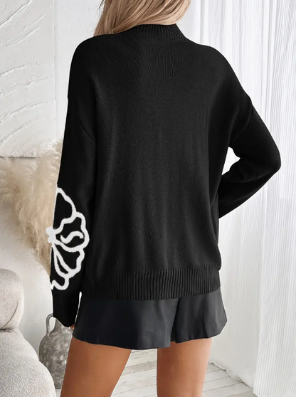 Kelsey – strickpullover mit blumenstickerei