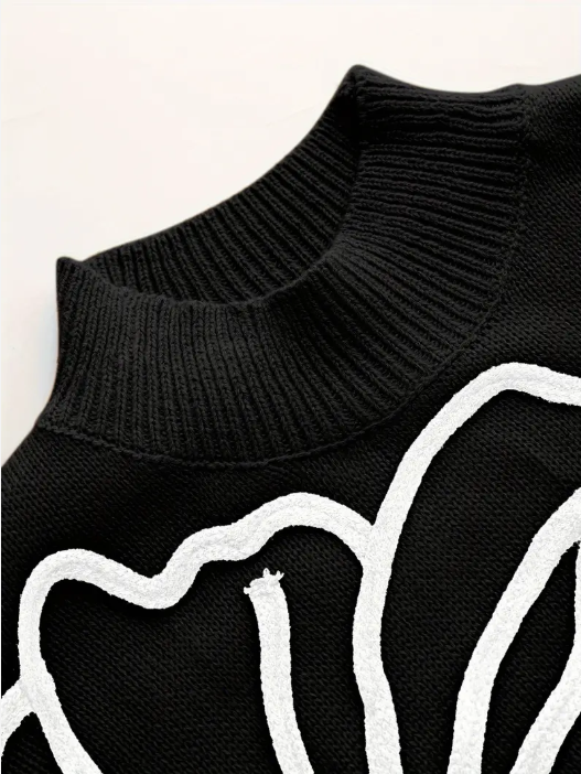 Kelsey – strickpullover mit blumenstickerei