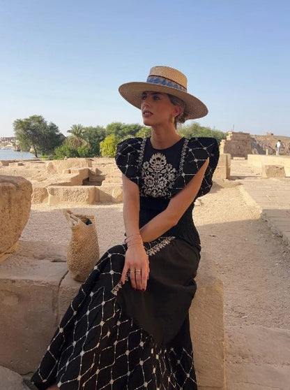 Liyana | Zweiteiliges Set mit bedrucktem Oberteil und fließenden Ärmeln für Frauen