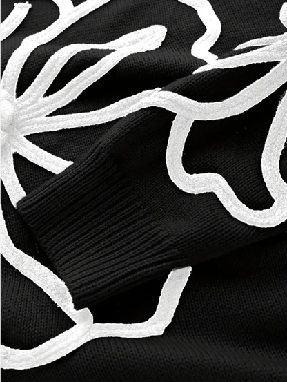 Kelsey – strickpullover mit blumenstickerei