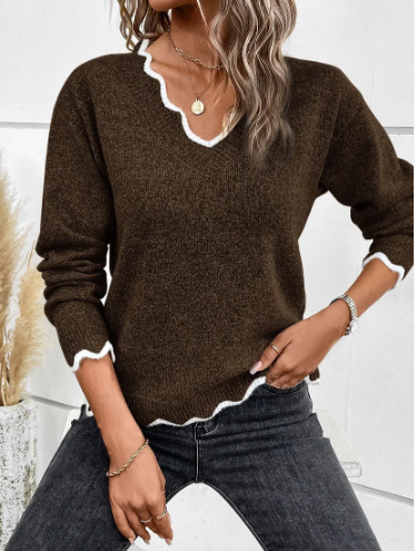 Jeza – stylischer strickpullover mit v-ausschnitt
