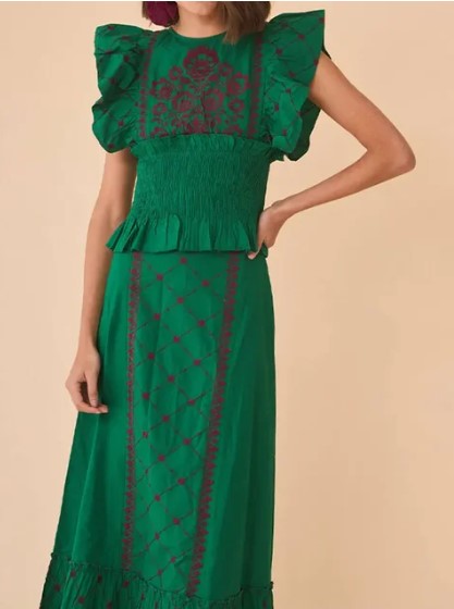 Liyana | Zweiteiliges Set mit bedrucktem Oberteil und fließenden Ärmeln für Frauen