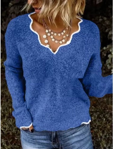 Jeza – stylischer strickpullover mit v-ausschnitt