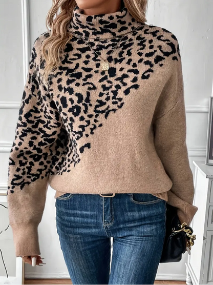 Zoila - strickpullover mit leopardenmuster
