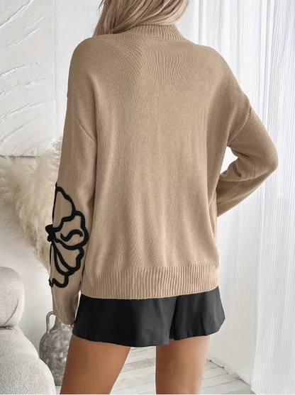 Kelsey – strickpullover mit blumenstickerei