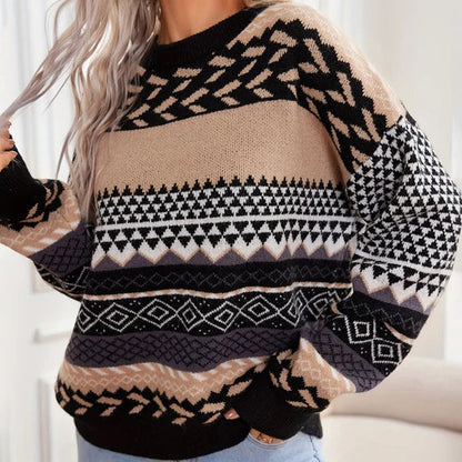 Haze – retro strickpullover mit kontrastdetails