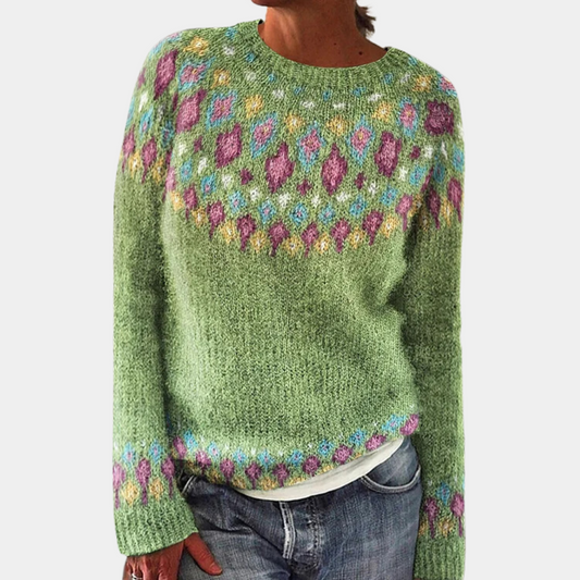 Miracle | Strickpullover mit buntem Rundpassenmuster für Frauen