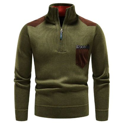 Lässiger langarmpullover mit halbem reißverschluss für herren – entspannter stricklook
