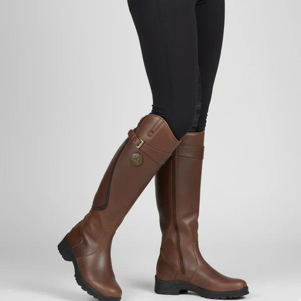 Damen-kniestiefel mit niedrigem absatz und reißverschluss – damen