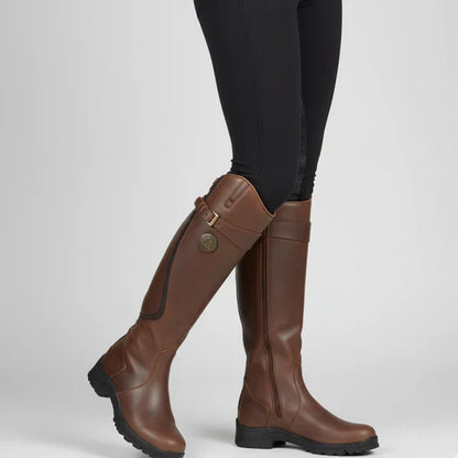 Damen-kniestiefel mit niedrigem absatz und reißverschluss – damen