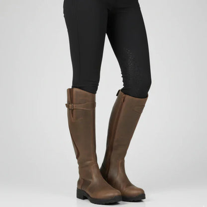 Damen-kniestiefel mit niedrigem absatz und reißverschluss – damen