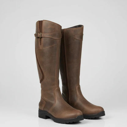 Damen-kniestiefel mit niedrigem absatz und reißverschluss – damen