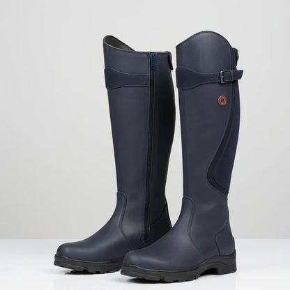 Damen-kniestiefel mit niedrigem absatz und reißverschluss – damen