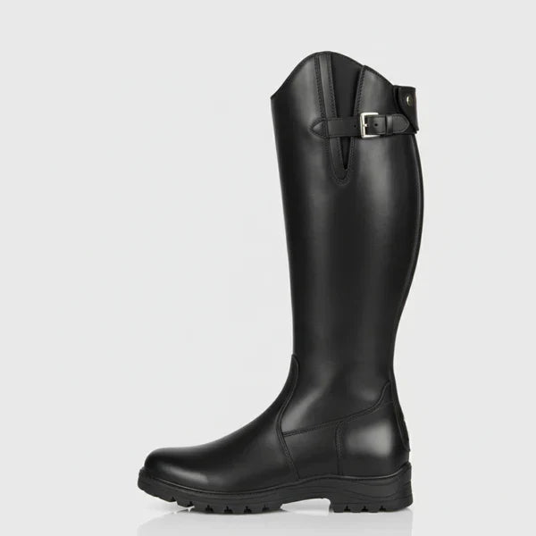 Damen-kniestiefel mit niedrigem absatz und reißverschluss – damen