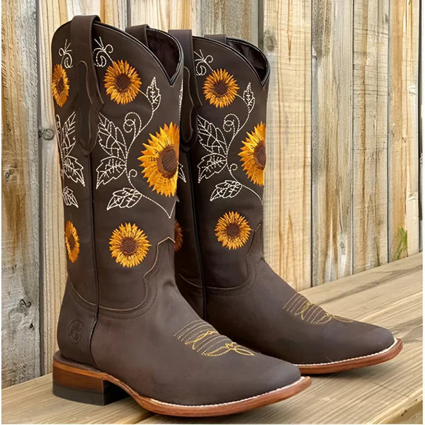 Bestickte kniehohe cowboystiefel für damen