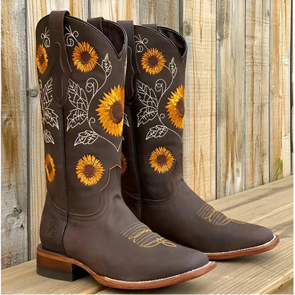 Bestickte kniehohe cowboystiefel für damen