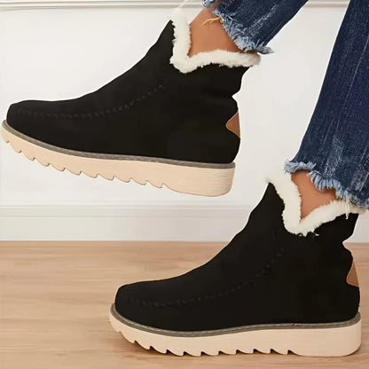 Kuschelige, mit lammfell gefütterte stiefeletten für damen