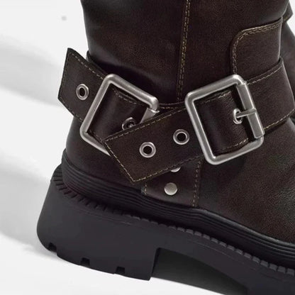 Elegante, kniehohe damenstiefel mit schnalle – damen