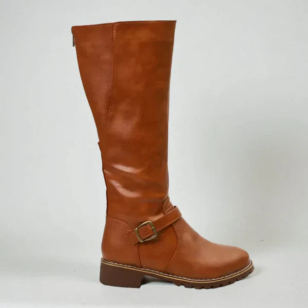 Elegante kniehohe damenstiefel mit schnallenriemen – damen