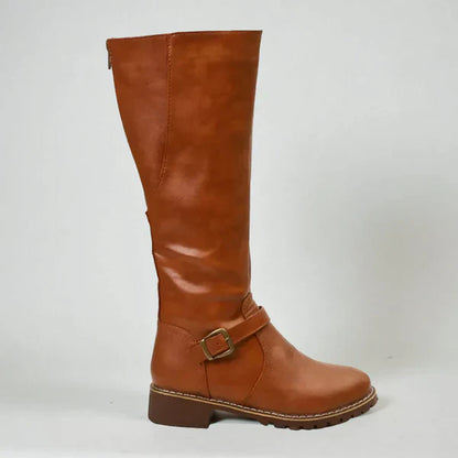 Elegante kniehohe damenstiefel mit schnallenriemen – damen