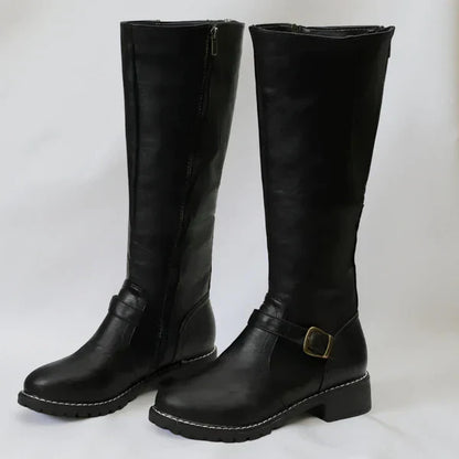 Elegante kniehohe damenstiefel mit schnallenriemen – damen