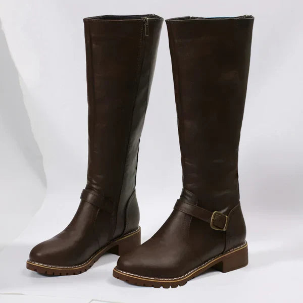 Elegante kniehohe damenstiefel mit schnallenriemen – damen
