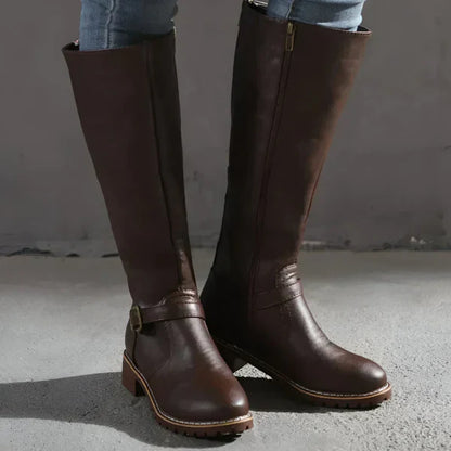 Elegante kniehohe damenstiefel mit schnallenriemen – damen