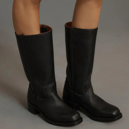 Strapazierfähige, klassische damenstiefel mit blockabsatz – für damen
