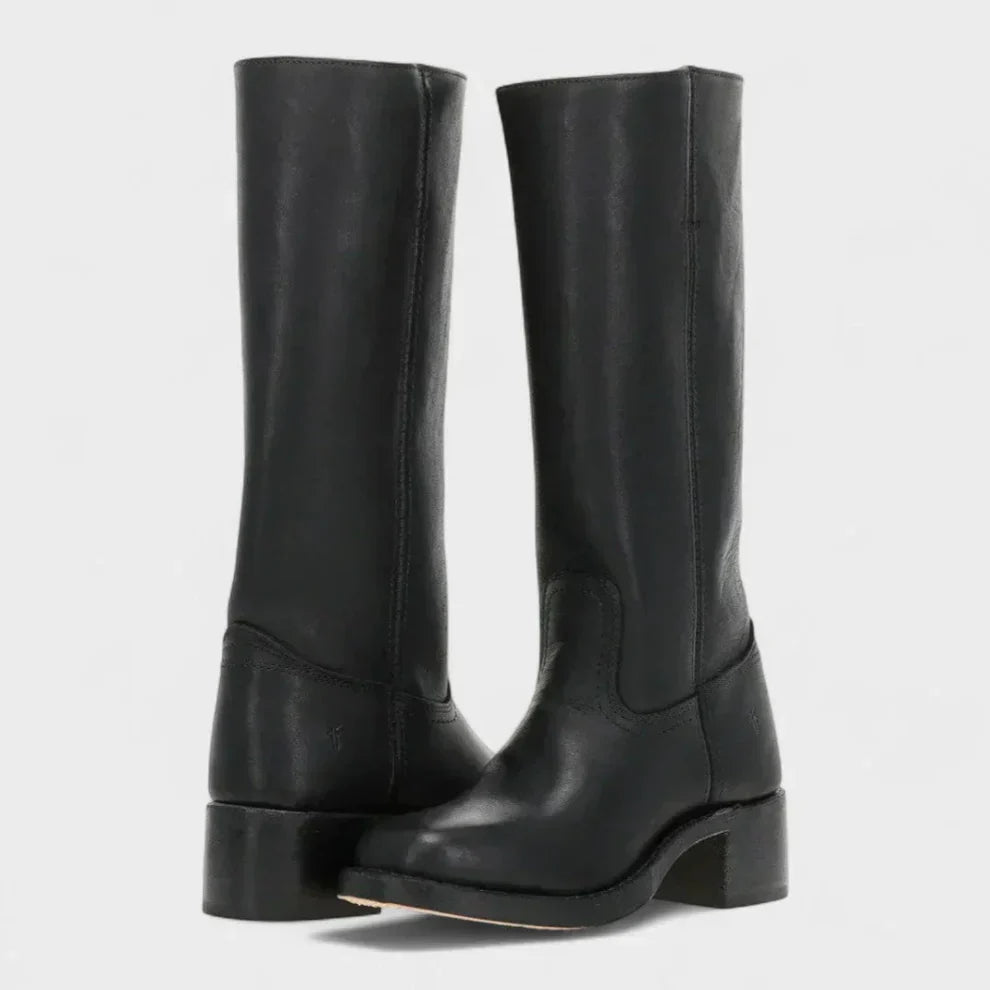 Strapazierfähige, klassische damenstiefel mit blockabsatz – für damen