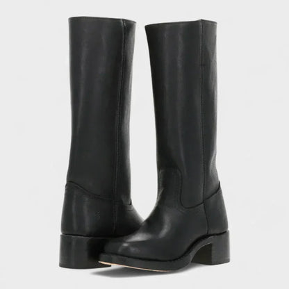 Strapazierfähige, klassische damenstiefel mit blockabsatz – für damen