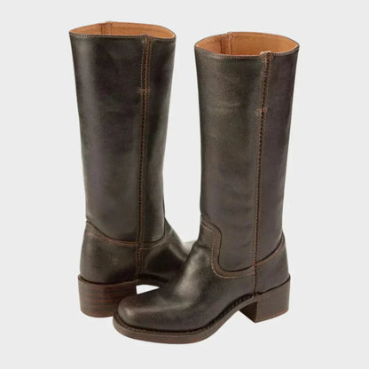 Strapazierfähige, klassische damenstiefel mit blockabsatz – für damen